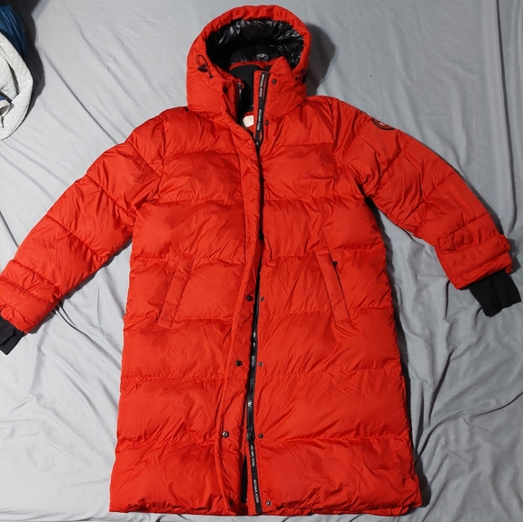 MIchael Kors Women's Red Long Puffer Coat - Picture 2 of 14